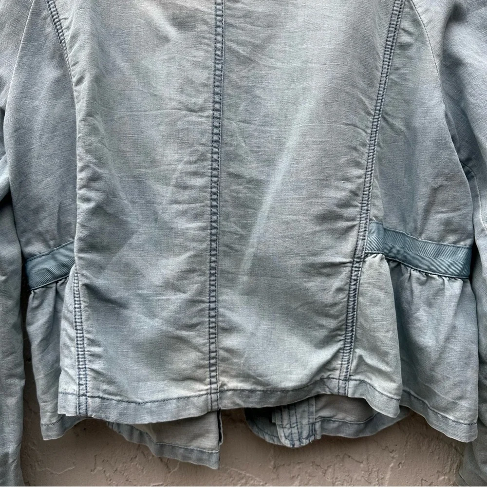 FREE PEOPLE Jacket Women Medium Denim Jean Chambray Embroidered Boho - Picture 10 of 15